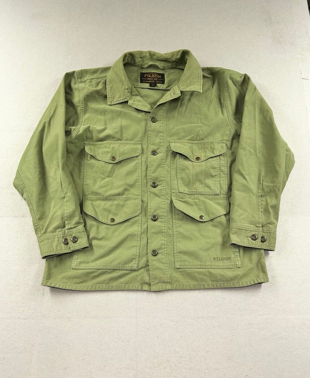 Filson Mens Field Cruiser Jacket Washed Fatigue Green Mens Large